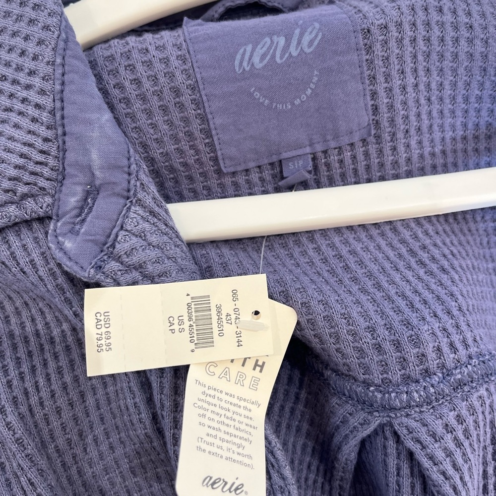 Aerie Oversized Lavender Waffle Knit Top